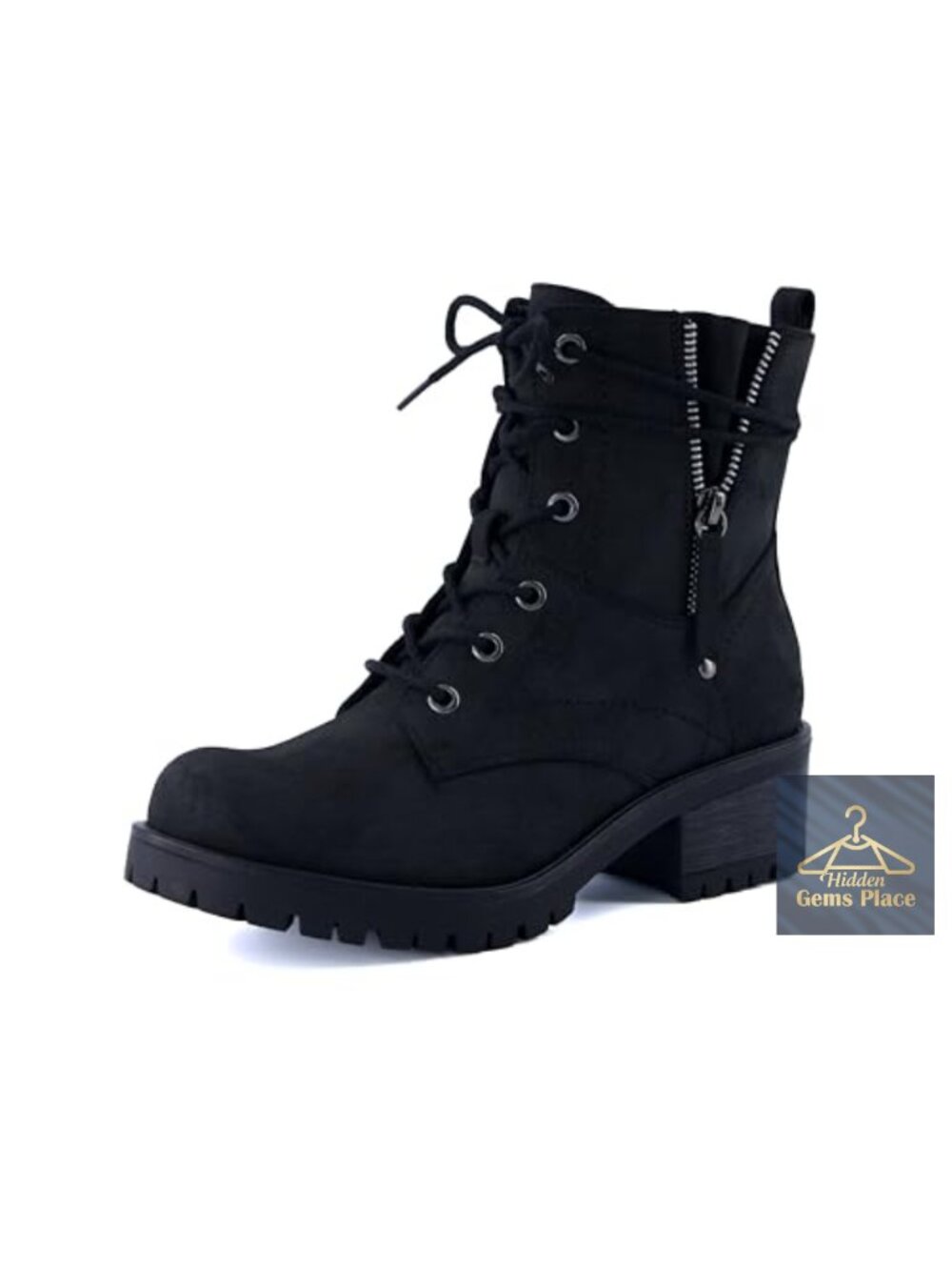 Women's Heeled Combat Ankle Boots - Lace-Up & Side Zipper, Faux Fur Trim